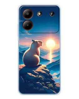 Чехол для ZTE Blade A54 с картинкой «Закат солнца с капибарой» Чехол для ZTE Blade A54 с картинкой «Закат солнца с капибарой»