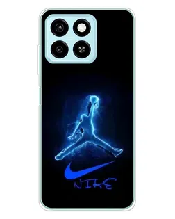 Чехол для ZTE Blade A55 с картинкой «Jordan Neon Blue»