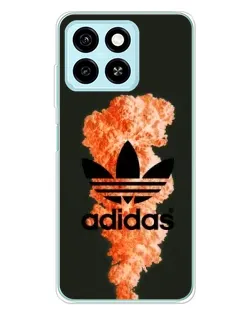 Чехол для ZTE Blade A55 с картинкой «Оранжевый дым Adidas»