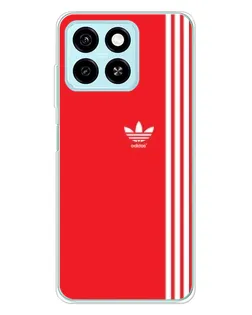 Чехол для ZTE Blade A55 с картинкой «Красный минимализм Adidas»