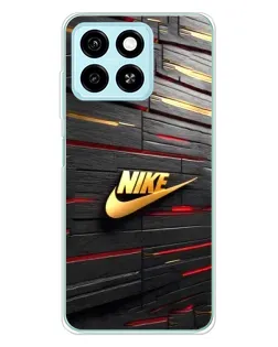 Чехол для ZTE Blade A55 с картинкой «Золотой Nike на металле»