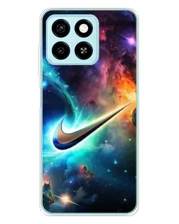 Чехол для ZTE Blade A55 с картинкой «Космический Nike Swoosh»