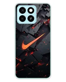 Чехол для ZTE Blade A55 с картинкой «Nike — эффект разломов»