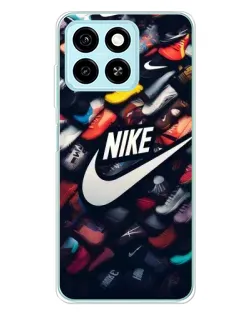 Чехол для ZTE Blade A55 с картинкой «Коллекция кроссовок Nike»