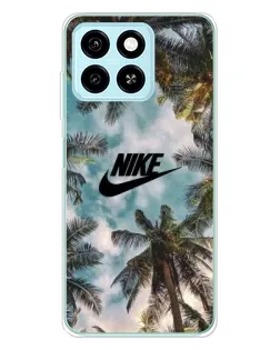 Чехол для ZTE Blade A55 с картинкой «Тропический принт Nike»