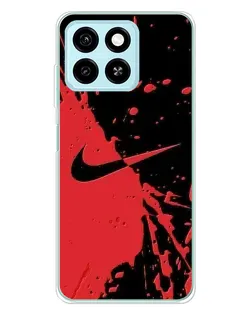 Чехол для ZTE Blade A55 с картинкой «Красные брызги Nike»