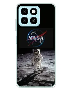 Чехол для ZTE Blade A55 с картинкой «Астронавт на Луне»