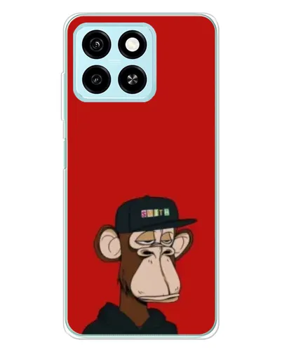 Чехол для ZTE Blade A55 с картинкой «Bored Ape — красный фон»
