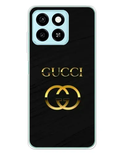 Чехол для ZTE Blade A55 с картинкой «Золотой логотип Gucci»