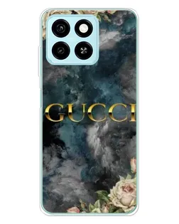 Чехол для ZTE Blade A55 с картинкой «Абстрактные цветы Gucci»