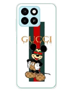 Чехол для ZTE Blade A55 с картинкой «Микки Маус Gucci — полосы»