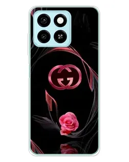 Чехол для ZTE Blade A55 с картинкой «Gucci — неоновая роза»