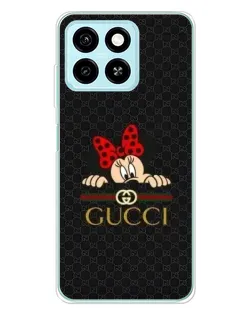 Чехол для ZTE Blade A55 с картинкой «Минни Маус Gucci — черный»