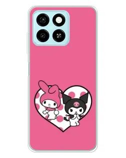 Чехол для ZTE Blade A55 с картинкой «Kuromi и My Melody»