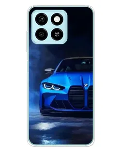 Чехол для ZTE Blade A55 с картинкой «Голубая BMW M4»