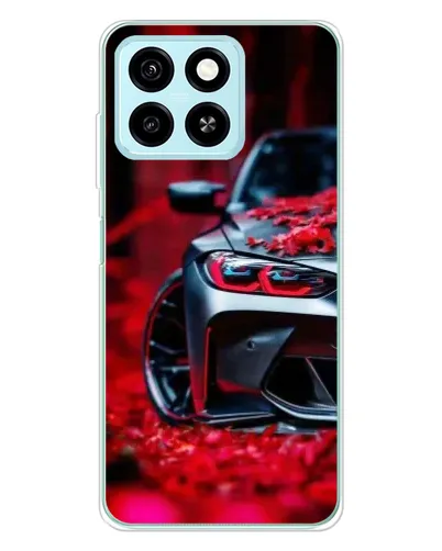 Чехол для ZTE Blade A55 с картинкой «Спортивная BMW и цветы»