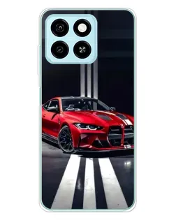 Чехол для ZTE Blade A55 с картинкой «Красная BMW на дороге»