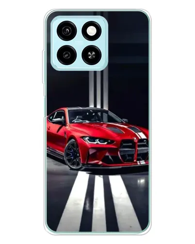 Чехол для ZTE Blade A55 с картинкой «Красная BMW на дороге»