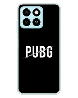 Чехол для ZTE Blade A55 с картинкой «PUBG — белый логотип»