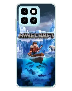 Чехол для ZTE Blade A55 с картинкой «Minecraft ледяной мир»