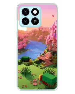 Чехол для ZTE Blade A55 с картинкой «Розовое дерево Minecraft»