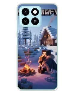 Чехол для ZTE Blade A55 с картинкой «Зимний Minecraft»