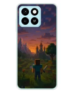Чехол для ZTE Blade A55 с картинкой «Стив у башни»