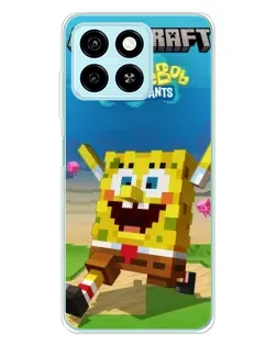 Чехол для ZTE Blade A55 с картинкой «Губка Боб Minecraft»