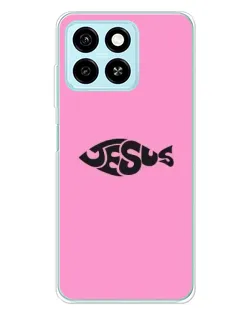Чехол для ZTE Blade A55 с картинкой «Розовый символ  Jesus»