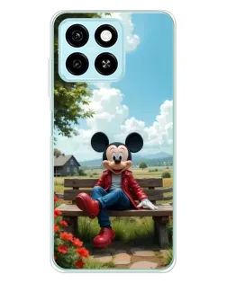 Чехол для ZTE Blade A55 с картинкой «Микки на скамейке»