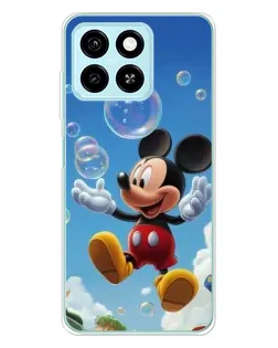 Чехол для ZTE Blade A55 с картинкой «Mickey и мыльные пузыри»