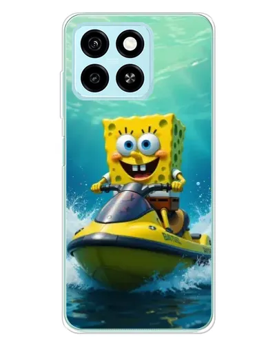 Чехол для ZTE Blade A55 с картинкой «Спанч Боб на гидроцикле»