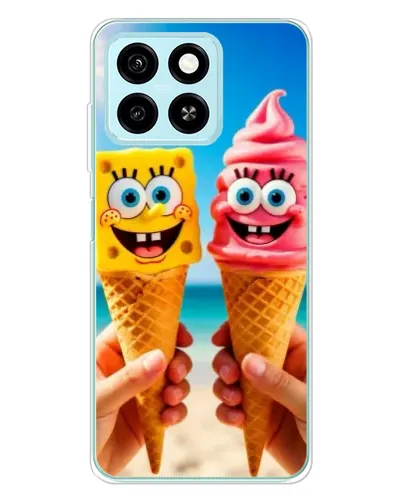Чехол для ZTE Blade A55 с картинкой «Спанч Боб мороженое»