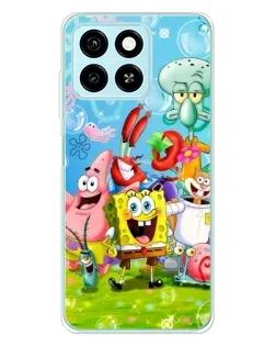 Чехол для ZTE Blade A55 с картинкой «Губка Боб и друзья»