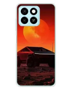 Чехол для ZTE Blade A55 с картинкой «Cybertruck на Марсе»