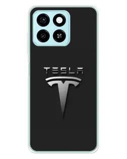 Чехол для ZTE Blade A55 с картинкой «Стальной логотип Tesla»