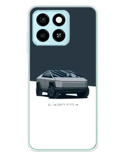 Чехол для ZTE Blade A55 с картинкой «Серебристый Cybertruck Tesla»