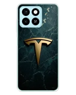 Чехол для ZTE Blade A55 с картинкой «Мраморная Tesla Gold»