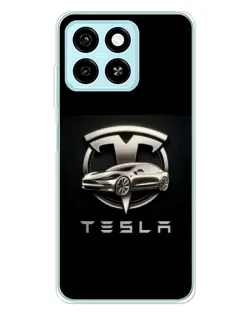 Чехол для ZTE Blade A55 с картинкой «Tesla — серебристое авто»