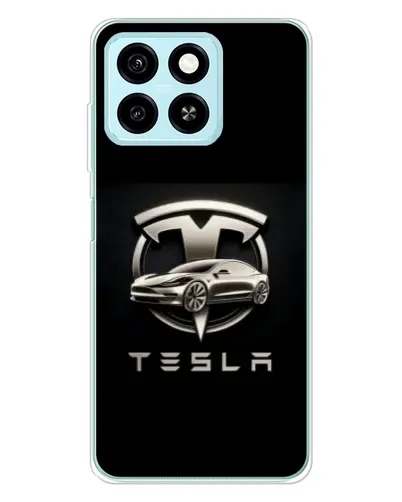 Чехол для ZTE Blade A55 с картинкой «Tesla — серебристое авто»