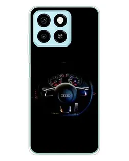 Чехол для ZTE Blade A55 с картинкой «Салон Audi — руль»