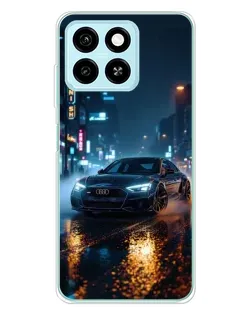 Чехол для ZTE Blade A55 с картинкой «Ночной город и Audi»
