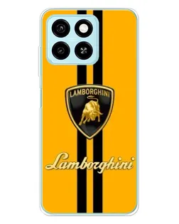 Чехол для ZTE Blade A55 с картинкой «Lamborghini Stripe желтый»