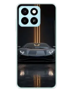 Чехол для ZTE Blade A55 с картинкой «Lamborghini золотые линии»
