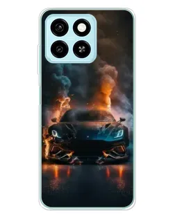 Чехол для ZTE Blade A55 с картинкой «Lamborghini дымная эстетика»