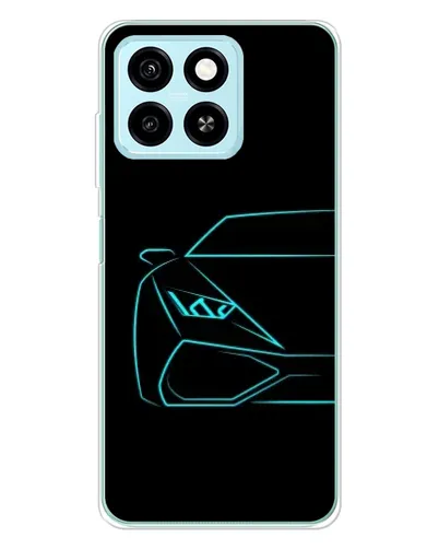 Чехол для ZTE Blade A55 с картинкой «Голубой силуэт Lamborghini»