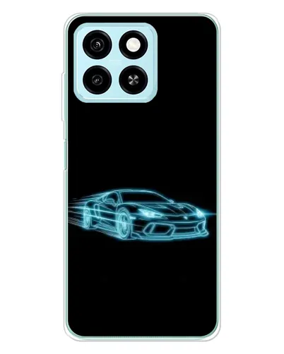 Чехол для ZTE Blade A55 с картинкой «Неоновый контур Lamborghini»