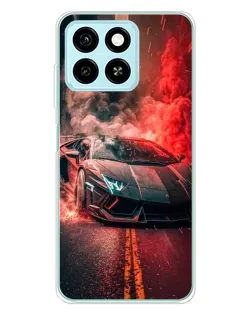 Чехол для ZTE Blade A55 с картинкой «Lamborghini красный дым»