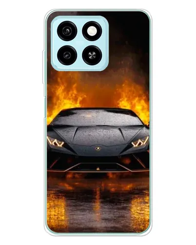 Чехол для ZTE Blade A55 с картинкой «Lamborghini в огне»