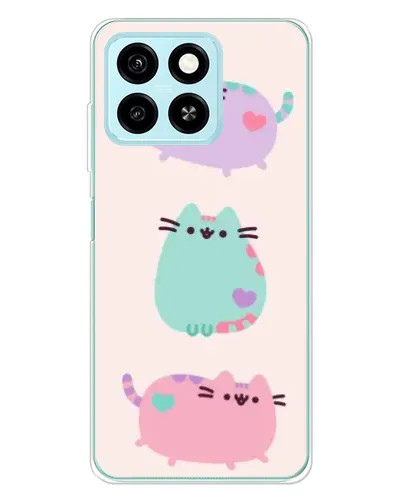 Чехол для ZTE Blade A55 с картинкой «Pusheen трио»